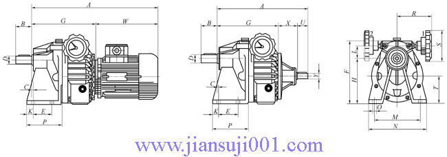 MBNW-C、MBNWY-C單級(jí)齒輪減速機(jī)組合外形及安裝尺寸