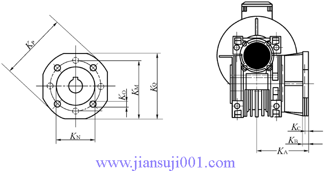 MBN-RVC、MB-RVC無(wú)級(jí)變速器配蝸輪減速器外形及安裝尺寸