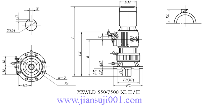 XZWLD-□- XL□/□系列(立式基本型與擺線針輪減速機組合型)外形尺寸