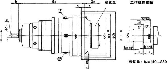 行星齒輪減速機,JP系列行星齒輪減速器安裝尺寸