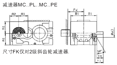 MC系列硬齒面中型齒輪減速機(jī)安裝尺寸(風(fēng)扇)